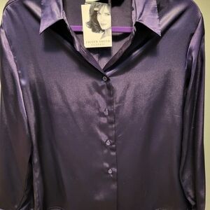 Jaclyn Smith Women's Purple Satin Blouse